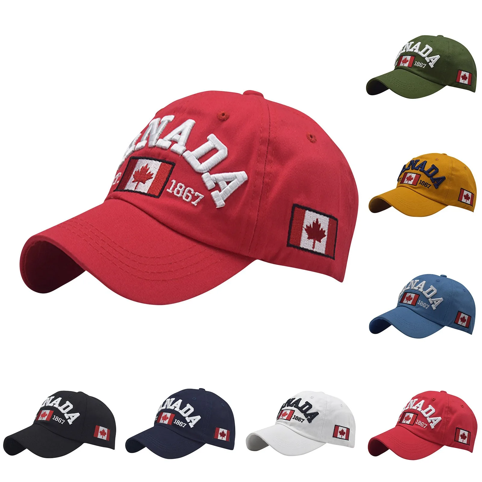 Canada Baseball Cap Adjustable Canada Hat For Men Women Kids Embroidered Maple Leaf Golf Hat Canada Souvenirs Hip Hop Golf Sport