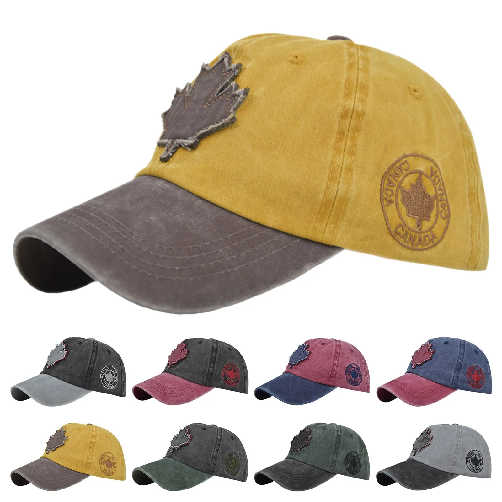 Fashion Summer Baseball Cap Canada Day Embroidered Maple Leaf Flag Adjustable Hat Hip Hip Hat Men Women Adjustable Baseball Cap