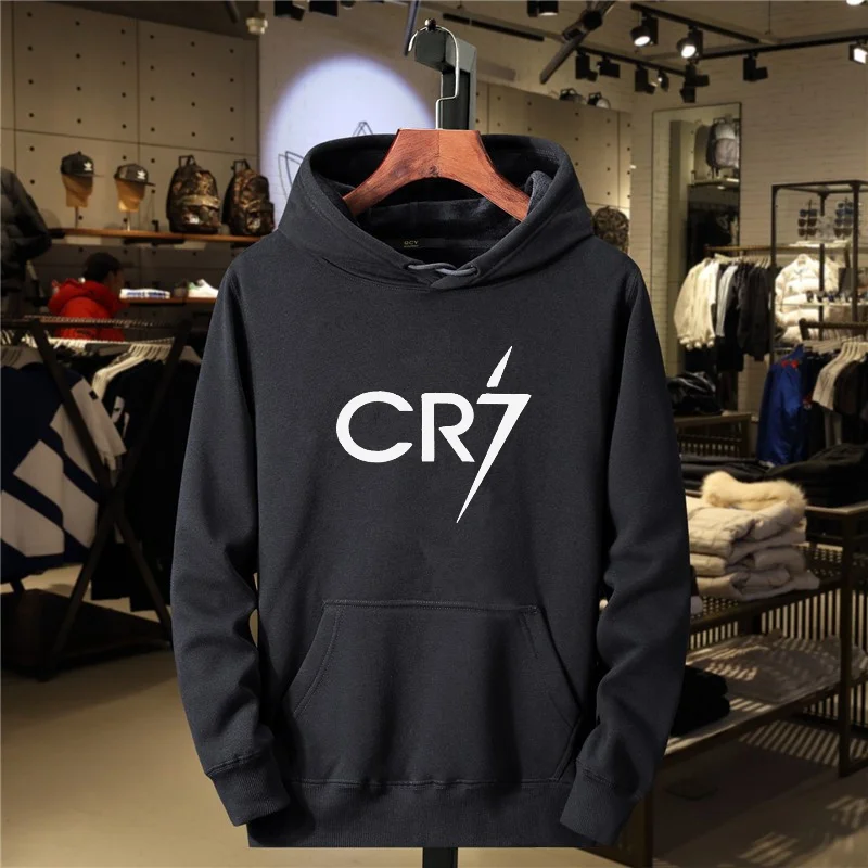 2024 Men's and Women's Casual Sports CR7 Printed Loose Fashion Casual Long sleeved Pullover Fleece Casual Sports Hoodie Top
