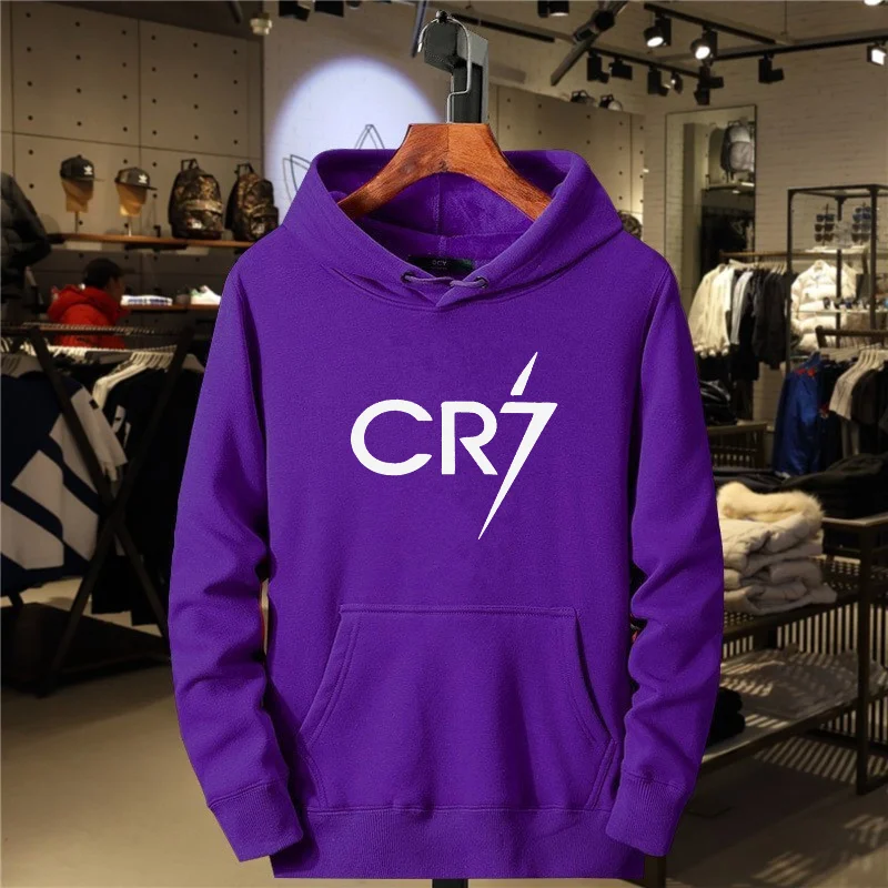 2024 Men's and Women's Casual Sports CR7 Printed Loose Fashion Casual Long sleeved Pullover Fleece Casual Sports Hoodie Top
