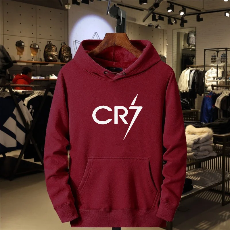 2024 Men's and Women's Casual Sports CR7 Printed Loose Fashion Casual Long sleeved Pullover Fleece Casual Sports Hoodie Top