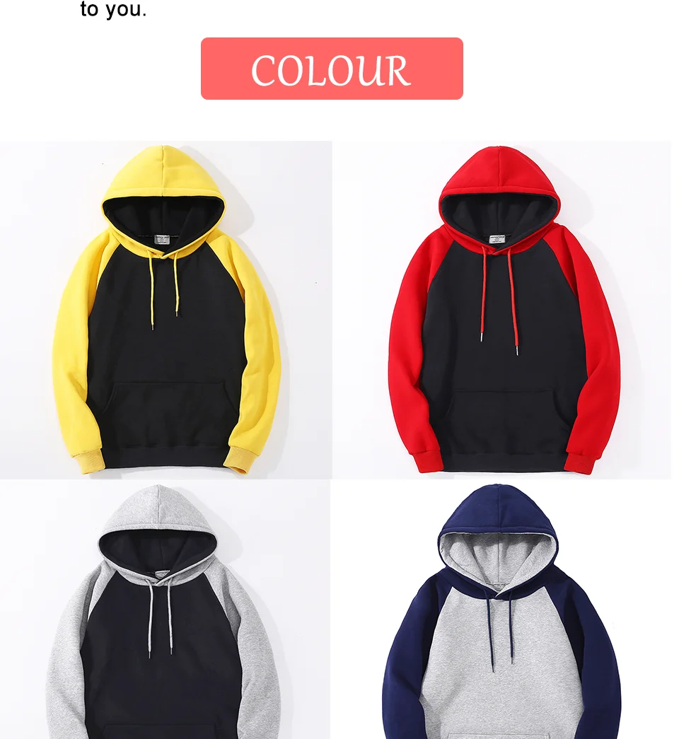 Color Collision Hoodie Men Women Autumn Winter Loose Oversized Clothing Warm Fleece Raglan Splicing Hooded Couple Sweatshirts