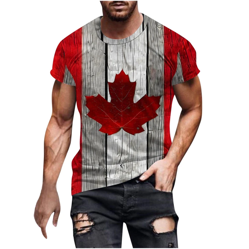 Vintage Canada National Flag 3D Print Men's Sports T-Shirts New Summer Short Sleeve Streetwear Male T Shirt Casual Y2k Tops