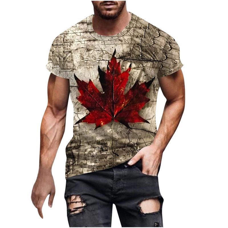 Vintage Canada National Flag 3D Print Men's Sports T-Shirts New Summer Short Sleeve Streetwear Male T Shirt Casual Y2k Tops