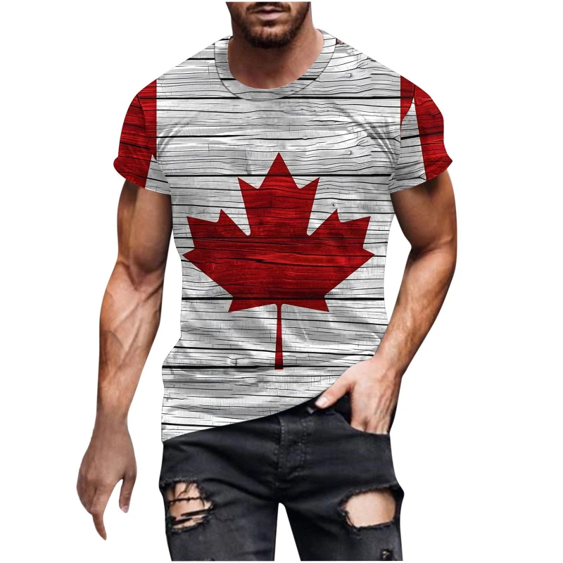 Vintage Canada National Flag 3D Print Men's Sports T-Shirts New Summer Short Sleeve Streetwear Male T Shirt Casual Y2k Tops