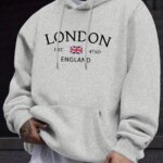 Stylish London England Flag Print Hoodie - Fashion Hoodies for Men with Long Sleeve Comfortable Regular Fit