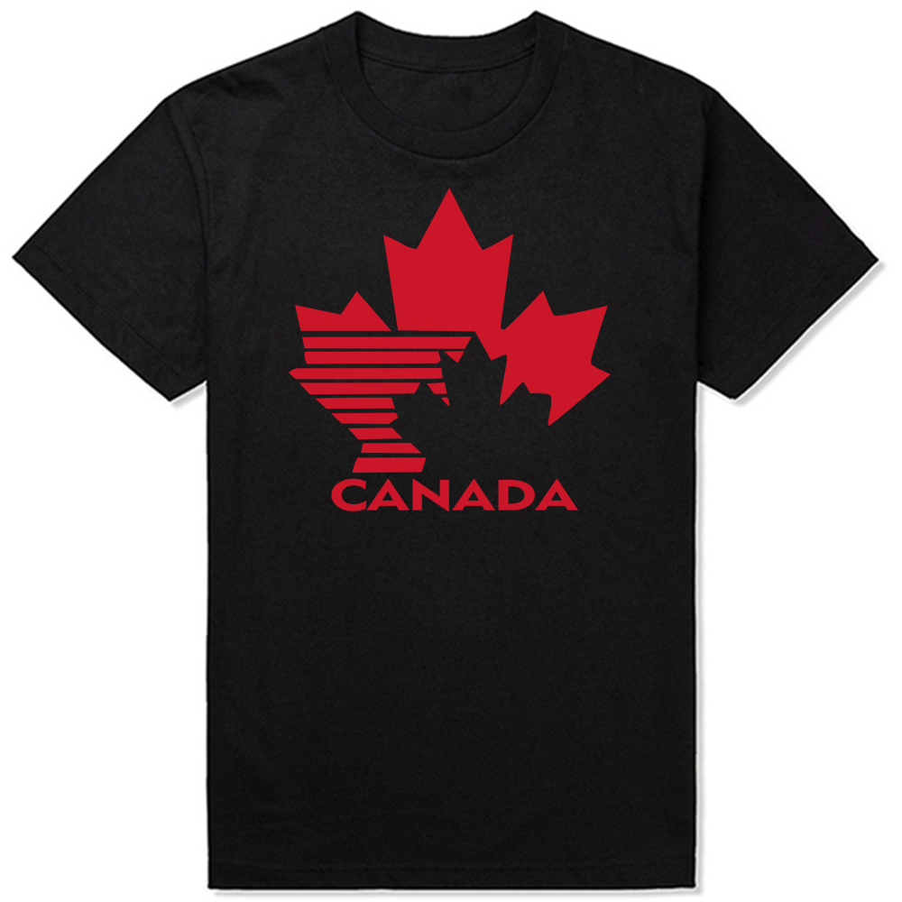 Team Canada Retro 80's Hockey Logo Casual Cotton T Shirts Tee Tops Round Neck Short-Sleeve Fashion Tshirt Casual T-shirts