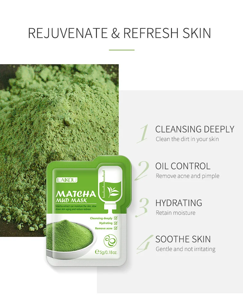 Face Clean Mask Green Tea Cleansing Stick Mask Shrink pores Deep Blackhead Remover facial Cleansing Moisturizing Mask 40g
