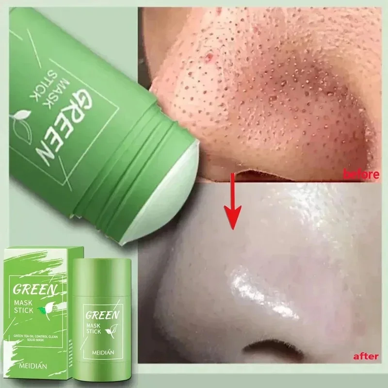 Face Clean Mask Green Tea Cleansing Stick Mask Shrink pores Deep Blackhead Remover facial Cleansing Moisturizing Mask 40g