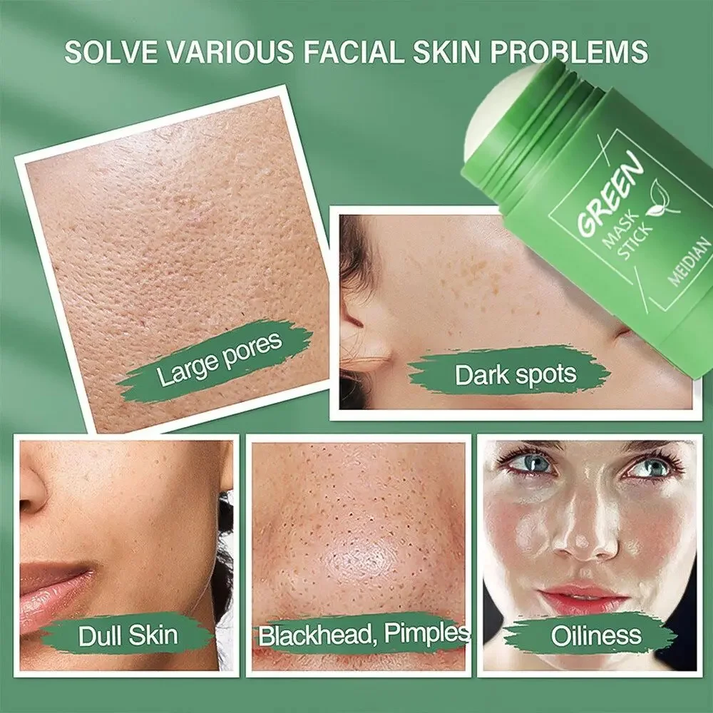 Face Clean Mask Green Tea Cleansing Stick Mask Shrink pores Deep Blackhead Remover facial Cleansing Moisturizing Mask 40g