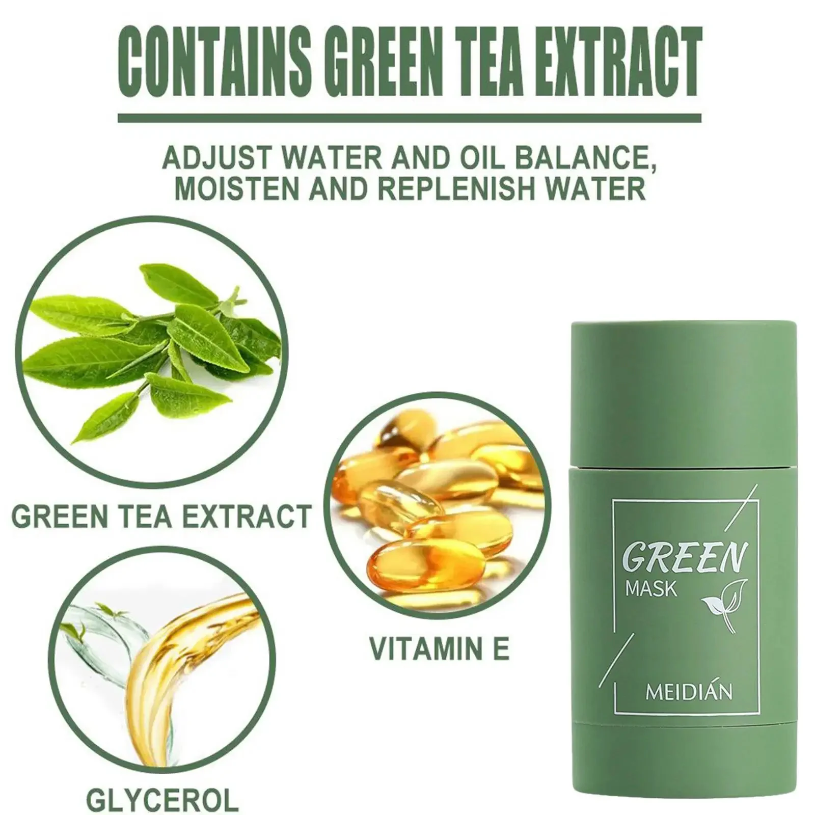Face Clean Mask Green Tea Cleansing Stick Mask Shrink pores Deep Blackhead Remover facial Cleansing Moisturizing Mask 40g