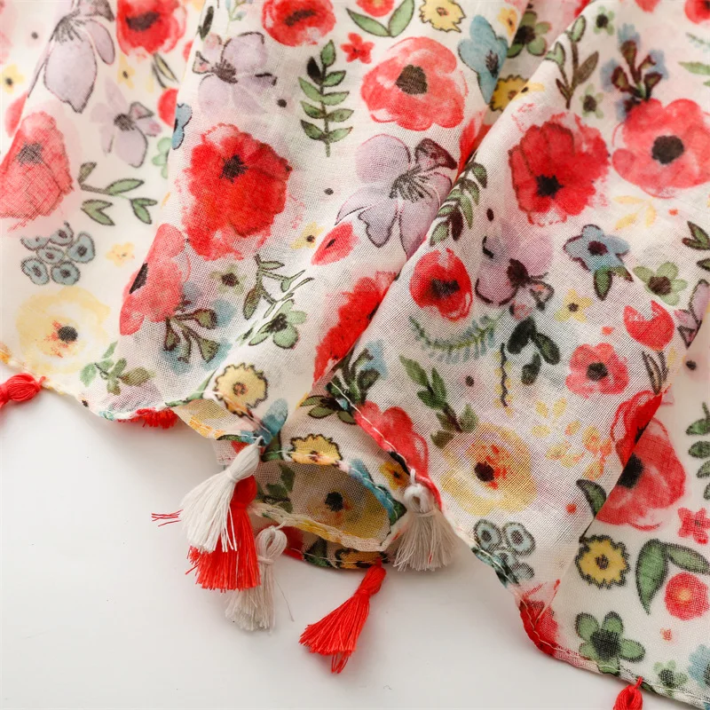 Thin Fashion Aztec Paisley Floral Tassel Viscose Shawl Scarf High Quality Wrap Pashmina Stole Bufandas Muslim Hijab 180*90Cm