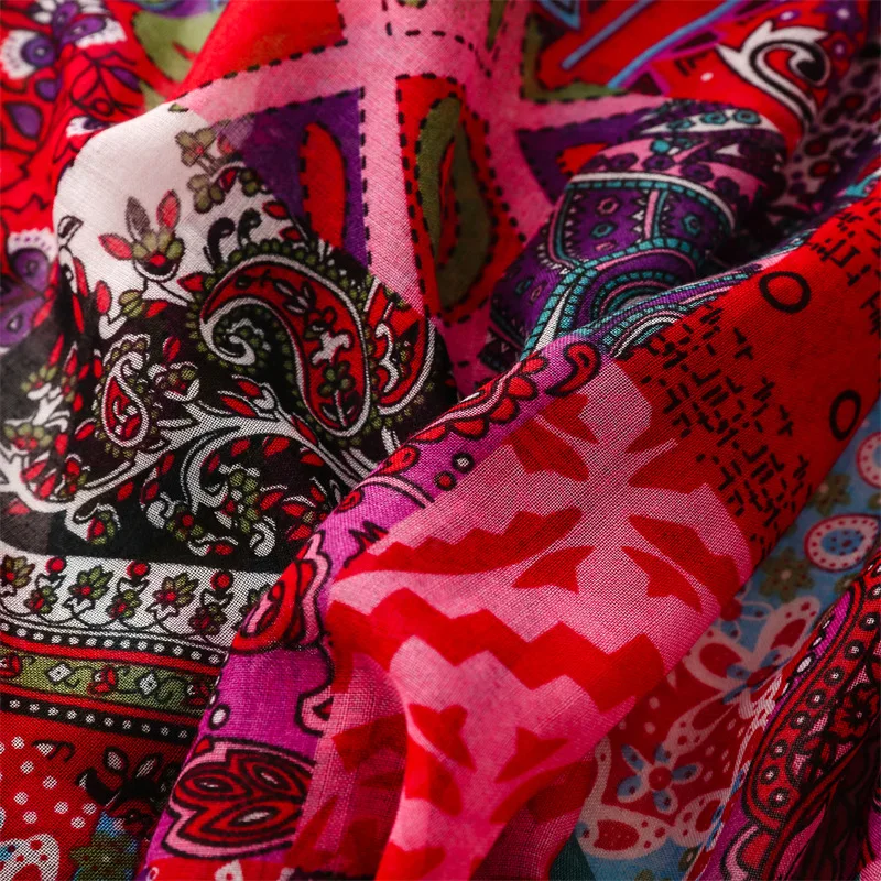 Thin Fashion Aztec Paisley Floral Tassel Viscose Shawl Scarf High Quality Wrap Pashmina Stole Bufandas Muslim Hijab 180*90Cm