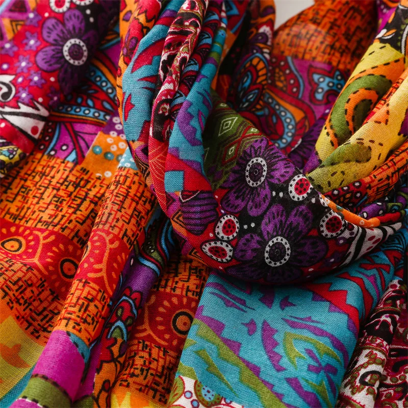 Thin Fashion Aztec Paisley Floral Tassel Viscose Shawl Scarf High Quality Wrap Pashmina Stole Bufandas Muslim Hijab 180*90Cm