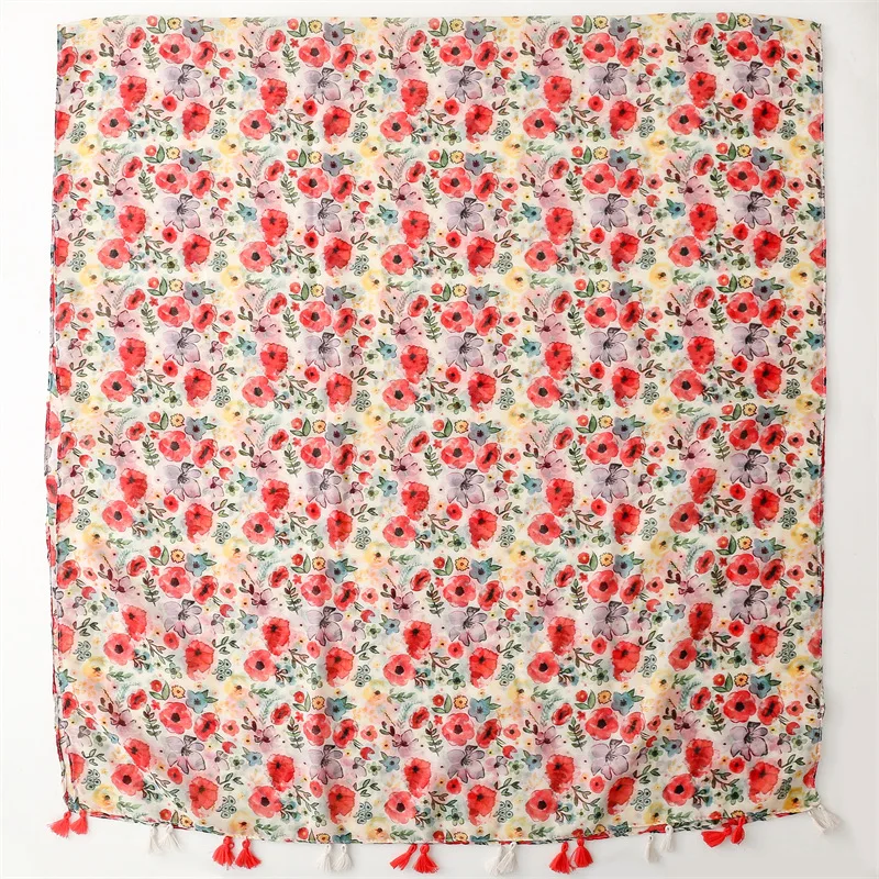 Thin Fashion Aztec Paisley Floral Tassel Viscose Shawl Scarf High Quality Wrap Pashmina Stole Bufandas Muslim Hijab 180*90Cm