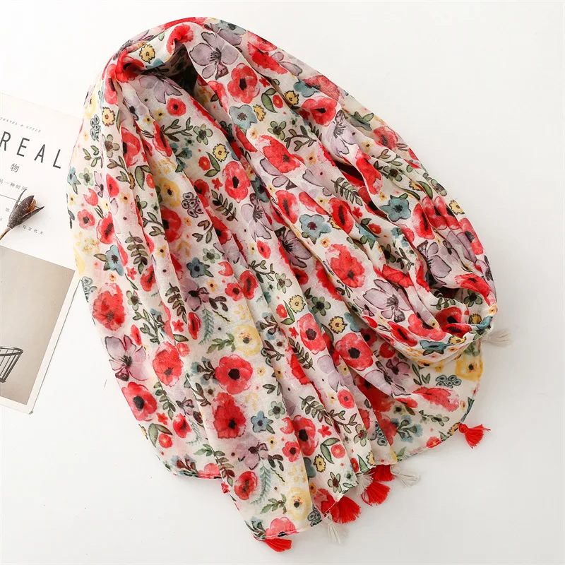 Thin Fashion Aztec Paisley Floral Tassel Viscose Shawl Scarf High Quality Wrap Pashmina Stole Bufandas Muslim Hijab 180*90Cm