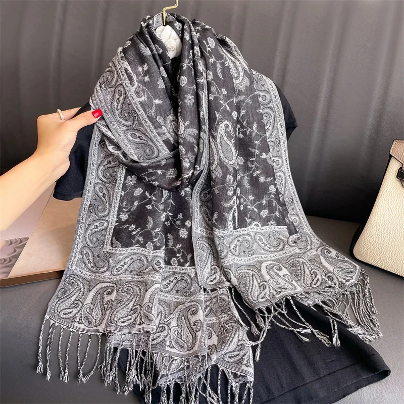 Bohemia Pashmina Hijab Scarf Long Muslim Cashmere Shawl Female Foulard Soft Turban Head Wraps For Women Headband Luxury Brand