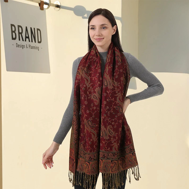 Bohemia Pashmina Hijab Scarf Long Muslim Cashmere Shawl Female Foulard Soft Turban Head Wraps For Women Headband Luxury Brand