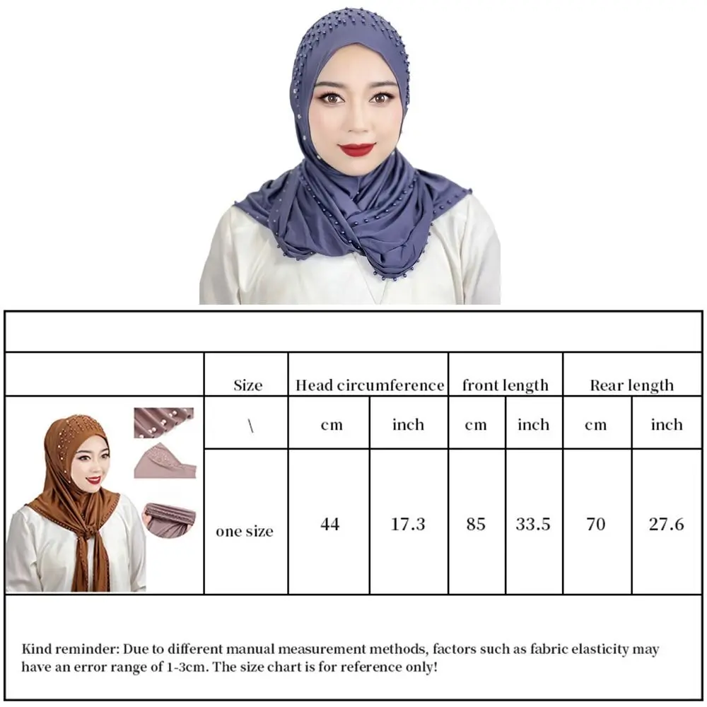 Comfortable Beaded Muslim Hijab Solid Color Full Cover Turkish Head Wrap Scarf Elastic Veil Arabic Hijab Hats Woman Comfortable Beaded Muslim Hijab Solid Color Full Cover Turkish Head Wrap Scarf Elastic Veil Arabic Hijab Hats Woman