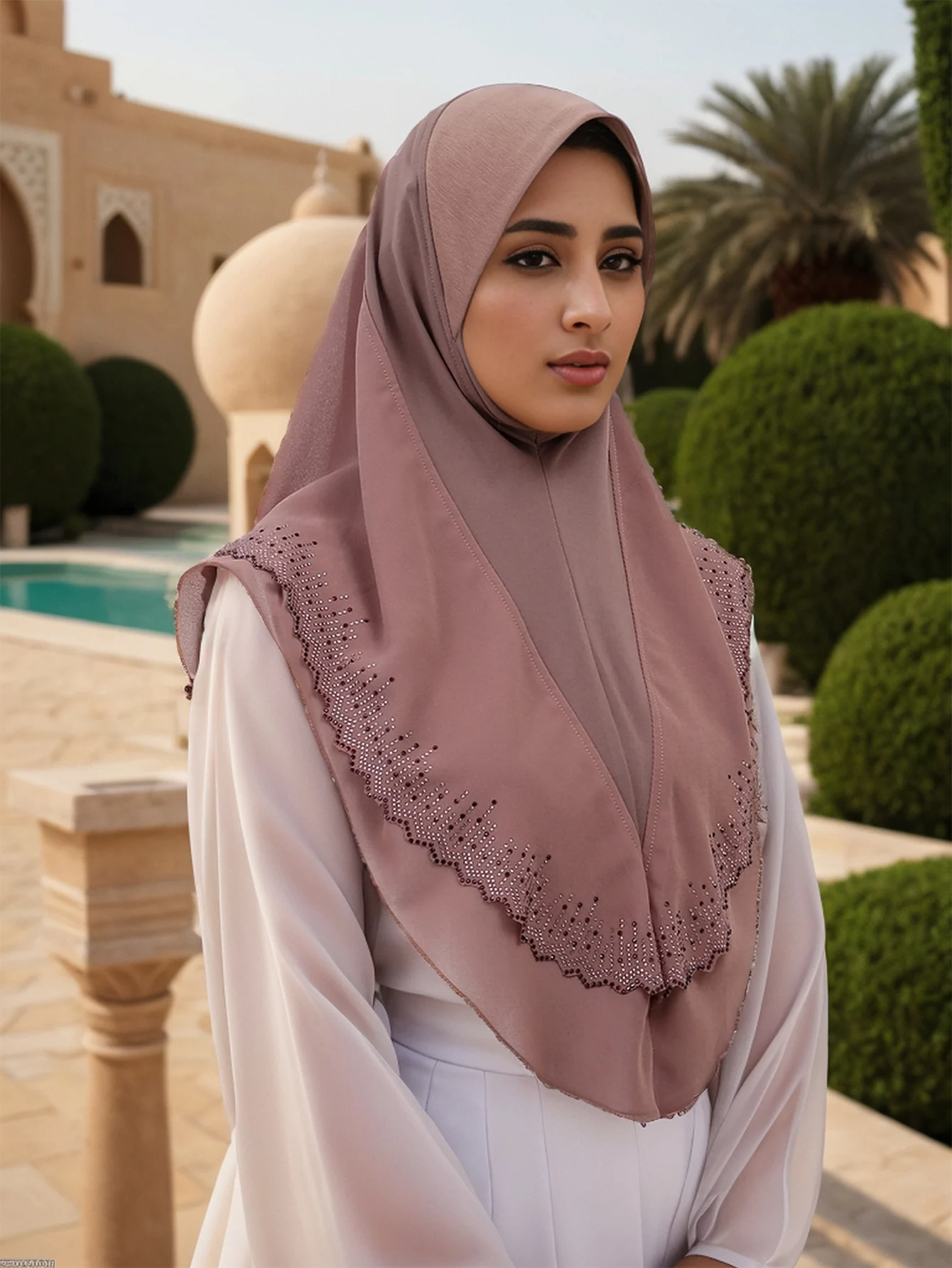 Luxury Ramadan Diamonds Chiffon Hijab Instant Hijab Women Muslim Scarf With Rhinestone Heavy Quality Headscarf Wraps Party Hijab