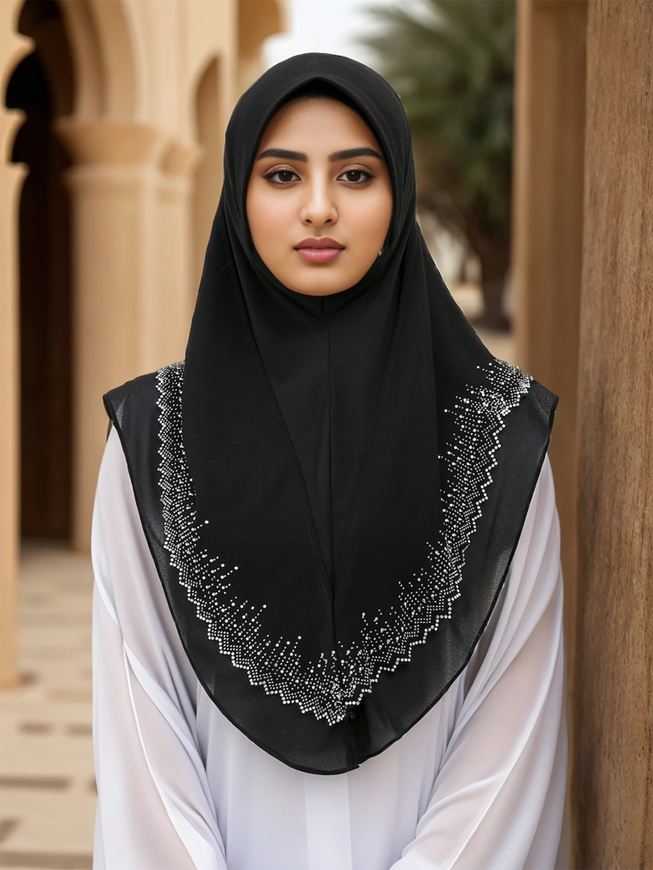 Luxury Ramadan Diamonds Chiffon Hijab Instant Hijab Women Muslim Scarf With Rhinestone Heavy Quality Headscarf Wraps Party Hijab