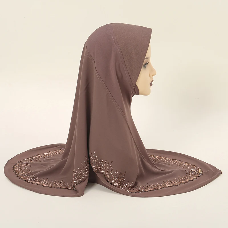 Luxury Ramadan Diamonds Chiffon Hijab Instant Hijab Women Muslim Scarf With Rhinestone Heavy Quality Headscarf Wraps Party Hijab