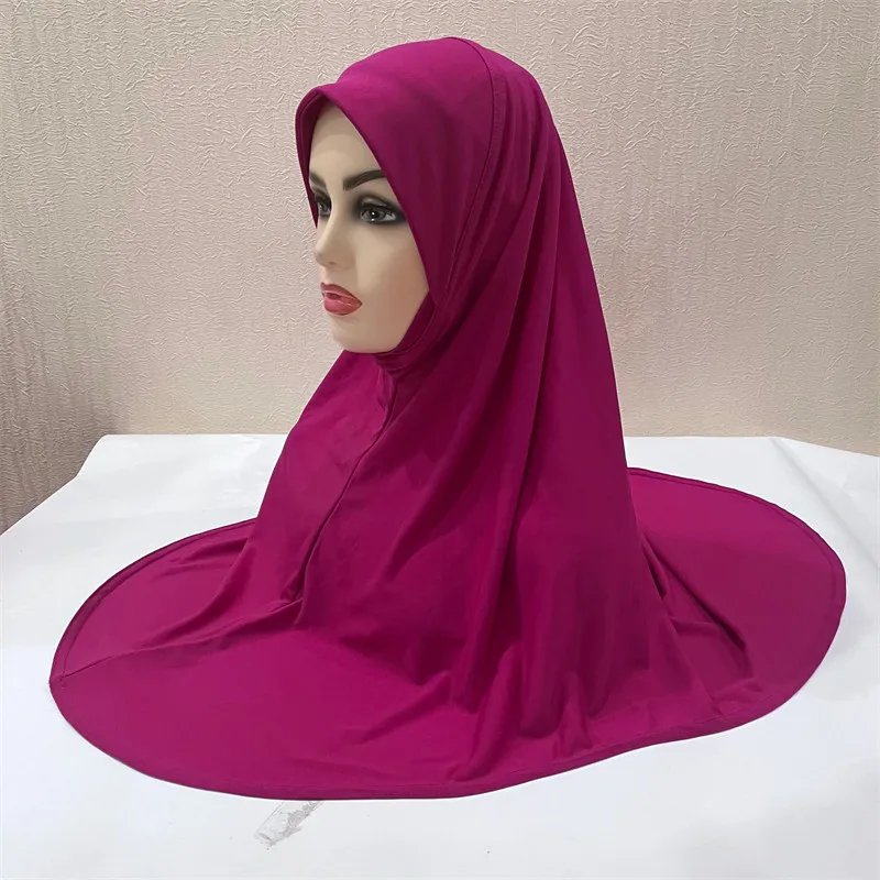 Plain Large Size Headband Muslim Hijab Scarf With Chin Part Top Quality Amira Pull On Islamic Hot Sell Headscarf Ramadan