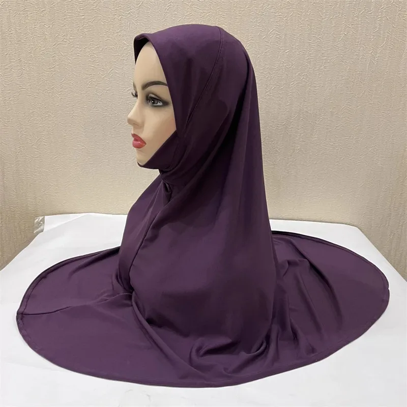 Plain Large Size Headband Muslim Hijab Scarf With Chin Part Top Quality Amira Pull On Islamic Hot Sell Headscarf Ramadan