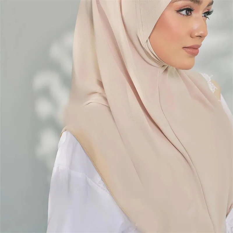 Plain Large Size Headband Muslim Hijab Scarf With Chin Part Top Quality Amira Pull On Islamic Hot Sell Headscarf Ramadan