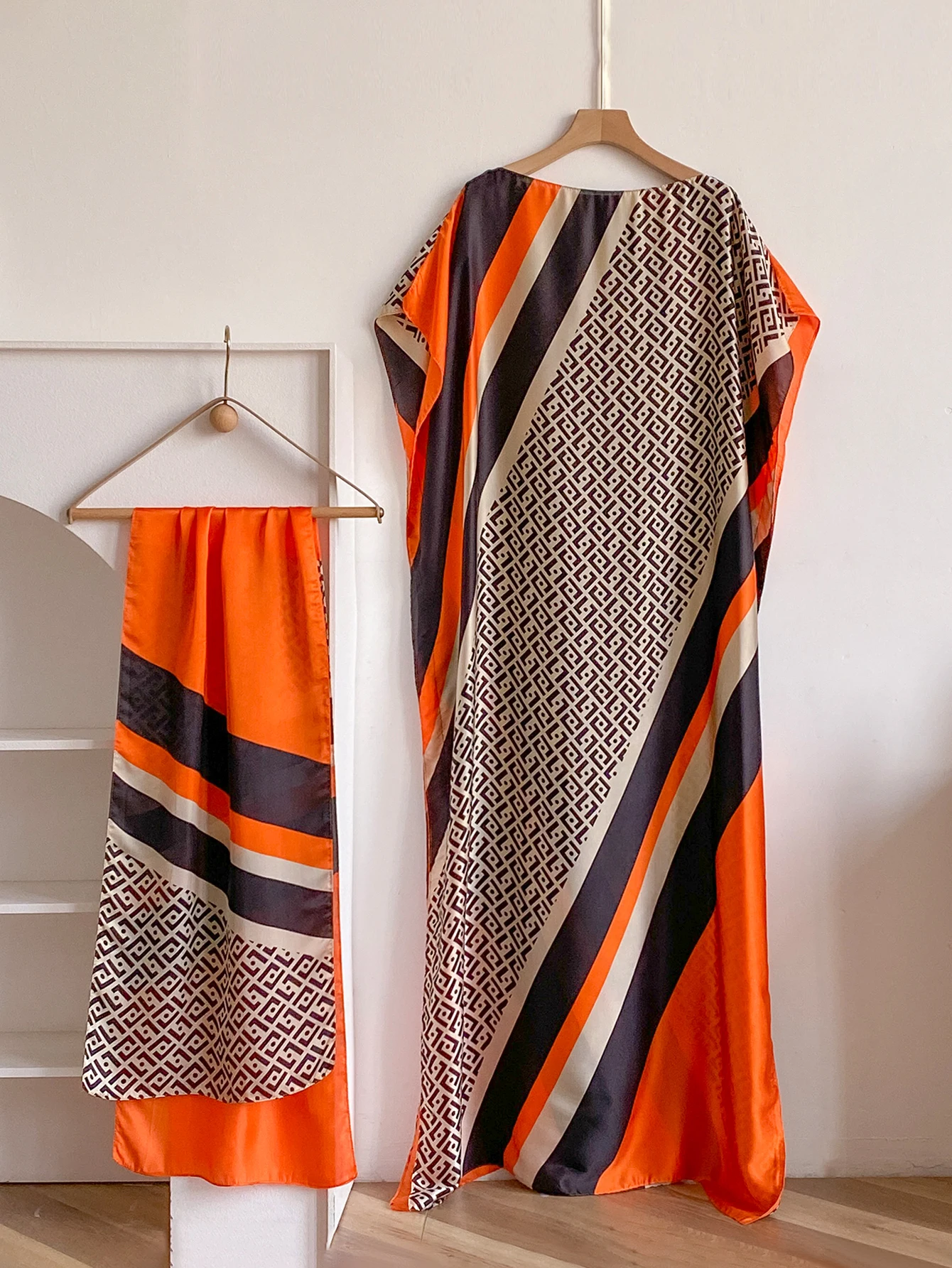 Summer New Fashion African Dresses For Women Elegant Printed Silk Muslim Lady Long Hijab Kaftan Dress Oversize Kuwait Abaya