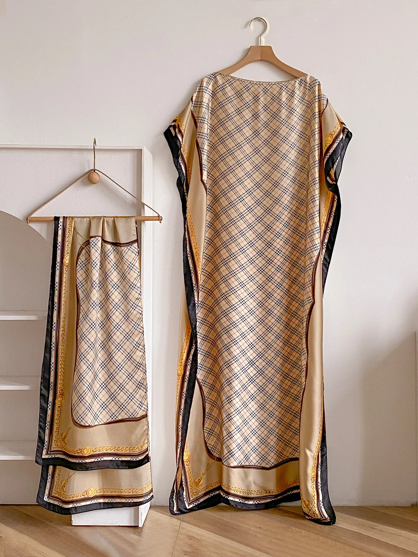Summer New Fashion African Dresses For Women Elegant Printed Silk Muslim Lady Long Hijab Kaftan Dress Oversize Kuwait Abaya