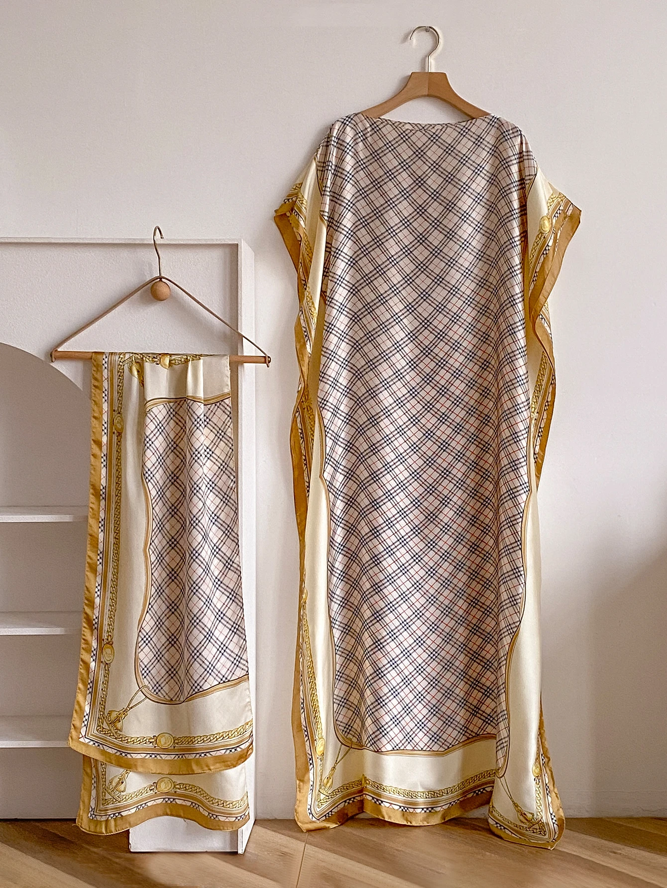 Summer New Fashion African Dresses For Women Elegant Printed Silk Muslim Lady Long Hijab Kaftan Dress Oversize Kuwait Abaya