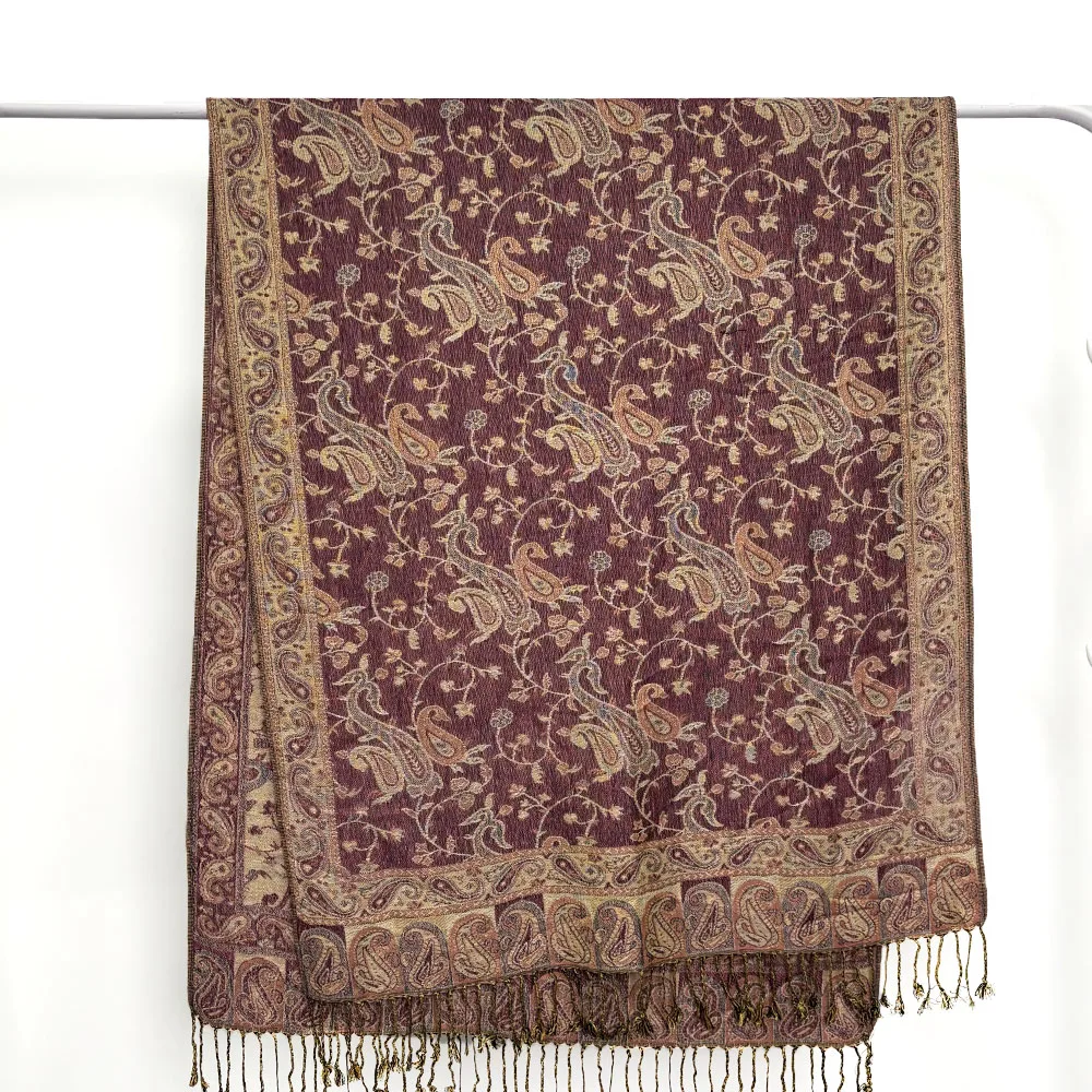 2025 Hot Sale Cashmere Pashmina Shawl Printed Jacquard Muslim Hijab for Women Imitated Wool with Tassels Scarf