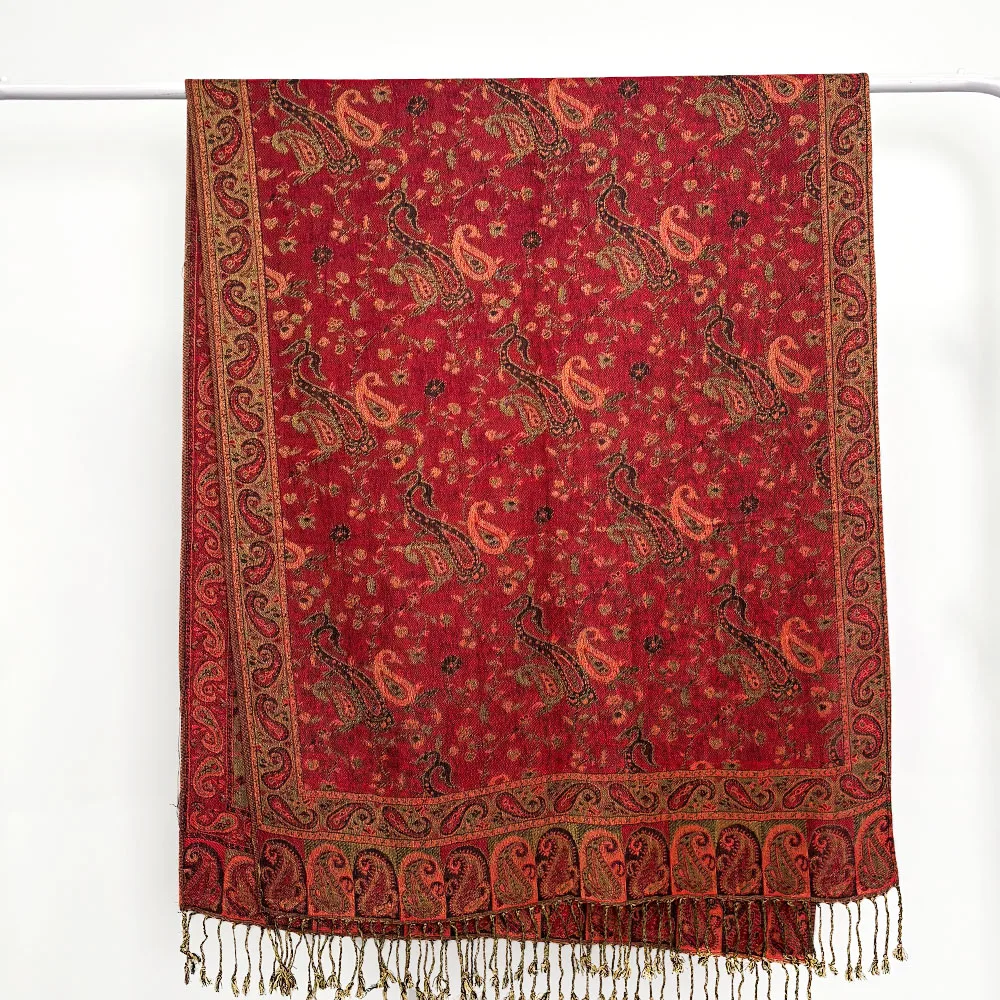 2025 Hot Sale Cashmere Pashmina Shawl Printed Jacquard Muslim Hijab for Women Imitated Wool with Tassels Scarf
