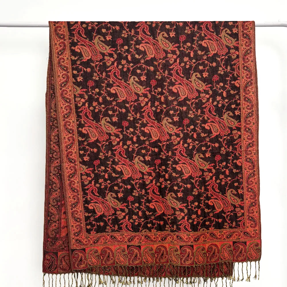 2025 Hot Sale Cashmere Pashmina Shawl Printed Jacquard Muslim Hijab for Women Imitated Wool with Tassels Scarf