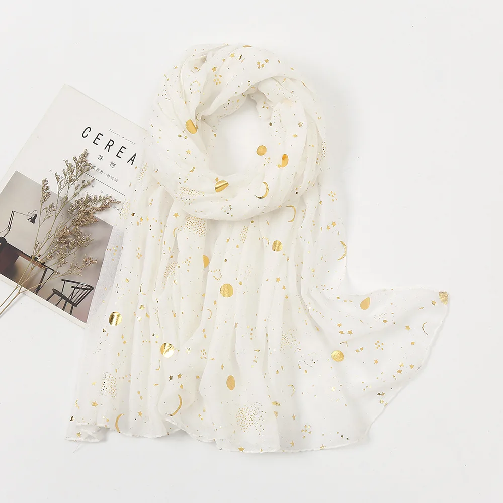 10 Colors Fashion Bronzing Gold Moonlight TR Shawl Scarf Lady High Quality Soft Thin Pashmina Stole Bufandas Muslim Hijab Sjaal