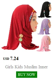 Beautiful Small Girl Hijab Scarf with Flowers Fit 2-7 Years Old Muslim Kids Pull On Islamic Scarf Shawl Headscarf Wholesale 50cm