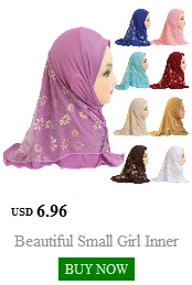 Beautiful Small Girl Hijab Scarf with Flowers Fit 2-7 Years Old Muslim Kids Pull On Islamic Scarf Shawl Headscarf Wholesale 50cm