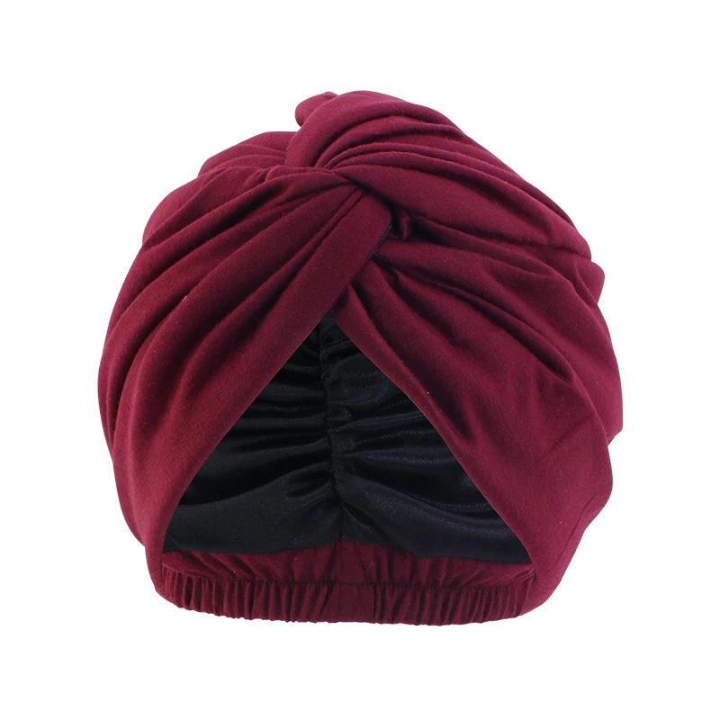 Women Double Layer Satin Linning Stretch Turban Hat Cross Ruffle Chemo Sleep Cap Twist Bandanas Muslim Hijab Headscarf India Hat Women Double Layer Satin Linning Stretch Turban Hat Cross Ruffle Chemo Sleep Cap Twist Bandanas Muslim Hijab Headscarf India Hat
