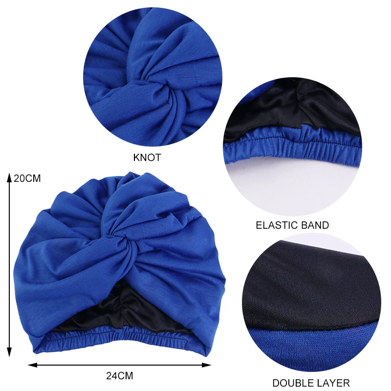 Women Double Layer Satin Linning Stretch Turban Hat Cross Ruffle Chemo Sleep Cap Twist Bandanas Muslim Hijab Headscarf India Hat Women Double Layer Satin Linning Stretch Turban Hat Cross Ruffle Chemo Sleep Cap Twist Bandanas Muslim Hijab Headscarf India Hat