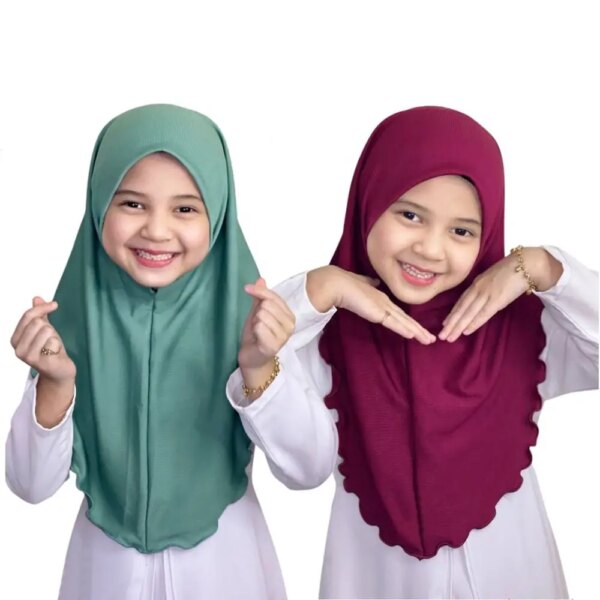 Hijabs for Kids Girl 7 to 12 years old Muslim Islamic Scarf Shawls Soft Stretch Material Malaysia Girl Children Hijabs Wholesale