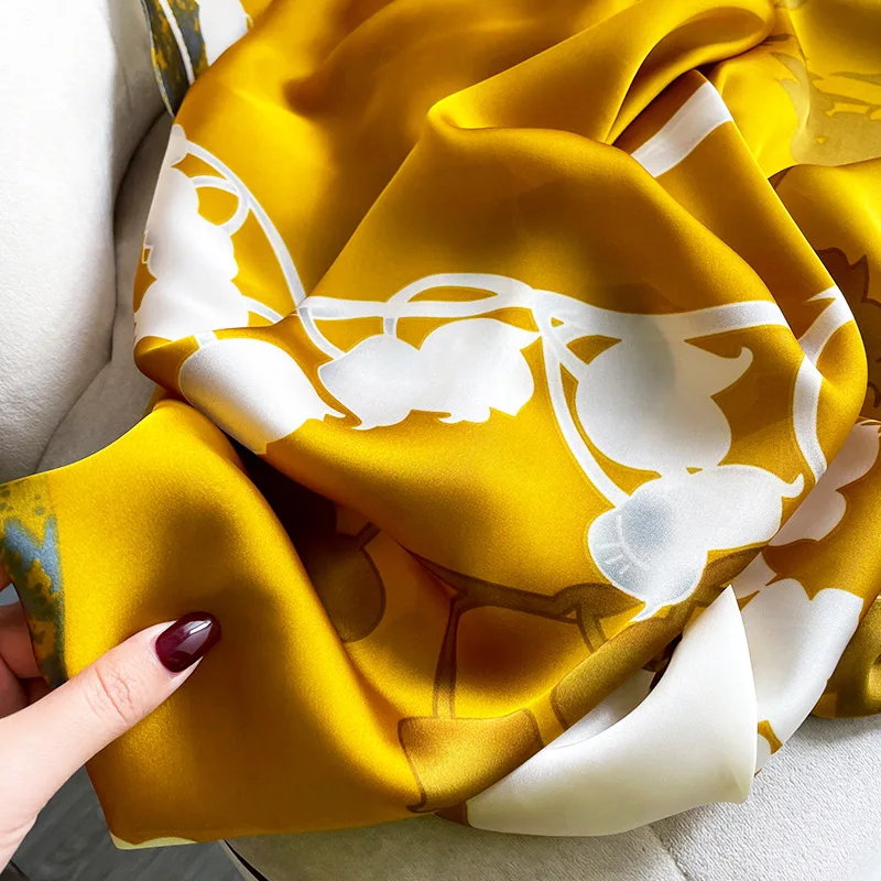 Design Satin Silk Shawl Hijab Scarf Women Fashion Summer Sunscreen Beach Stole Wraps Bufanda Female Headkerchief Echarpe New