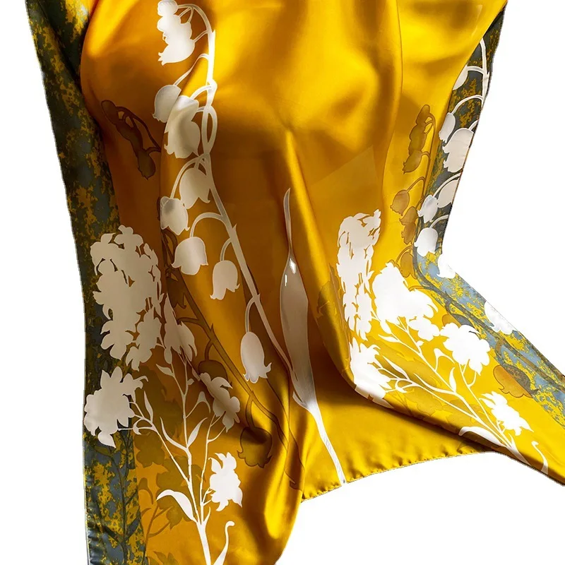 Design Satin Silk Shawl Hijab Scarf Women Fashion Summer Sunscreen Beach Stole Wraps Bufanda Female Headkerchief Echarpe New