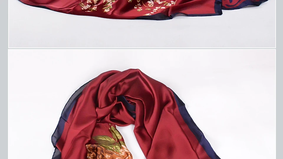 [BYSIFA]  Grey Blue Silk Scarf Shawl Spring Winter Fashion Women Scarves Hijabs Summer Elegant Peony Design Ladies Beach Shawls