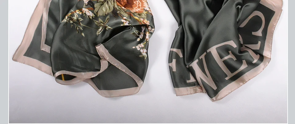 [BYSIFA]  Grey Blue Silk Scarf Shawl Spring Winter Fashion Women Scarves Hijabs Summer Elegant Peony Design Ladies Beach Shawls