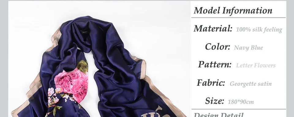 [BYSIFA]  Grey Blue Silk Scarf Shawl Spring Winter Fashion Women Scarves Hijabs Summer Elegant Peony Design Ladies Beach Shawls
