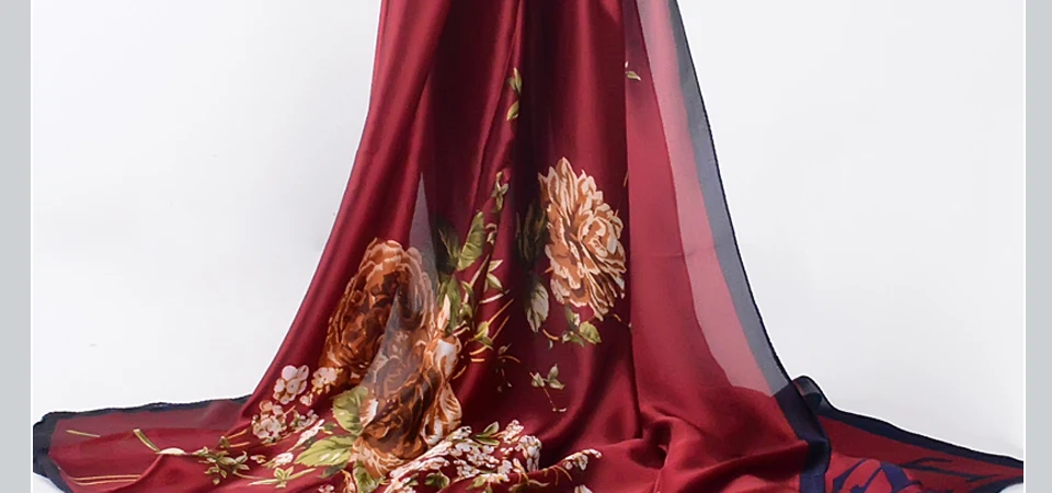 [BYSIFA]  Grey Blue Silk Scarf Shawl Spring Winter Fashion Women Scarves Hijabs Summer Elegant Peony Design Ladies Beach Shawls