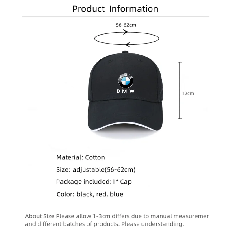 Baseball Caps Spring Summer Sport Cap Solid Hip Hop Hat for BMW F10 F11 F20 F30 X3 X4 X5 X6 X7 E46 E36 E39 E60 E53 E87 E90 G30