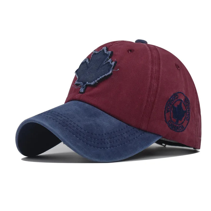 Washed Canada Baseball Cap Maple Leaf Embroidery Adjustable Sun Protection Snapback Caps For Men Women Sports Hiking Golf Hats