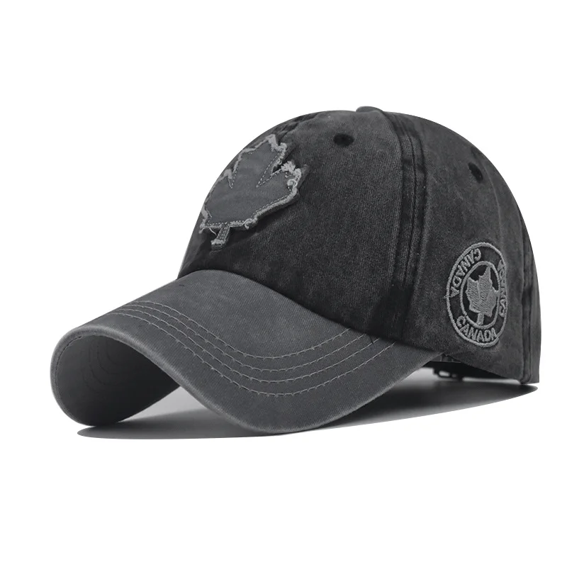 Washed Canada Baseball Cap Maple Leaf Embroidery Adjustable Sun Protection Snapback Caps For Men Women Sports Hiking Golf Hats